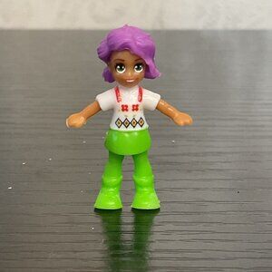 Polly Pocket Mini Doll With Purple Hair & Green Outfit
